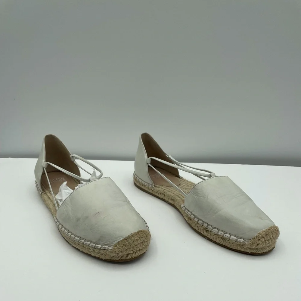 Eileen fisher 8.5 off white woman leather espadrille strap flats boho coastal